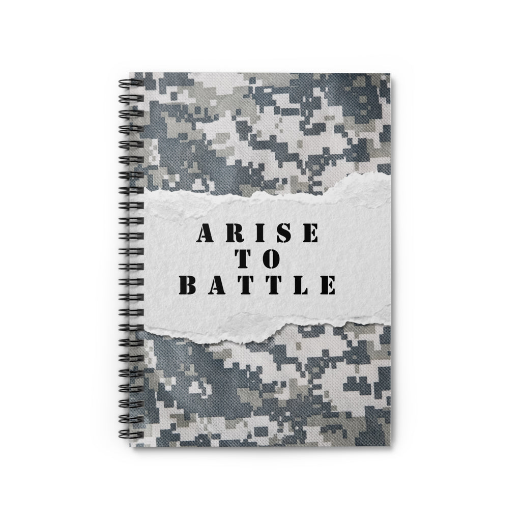 Arise to Battle Camo Spiral Notebook — Ruled Journal for Military-Inspired Notes
