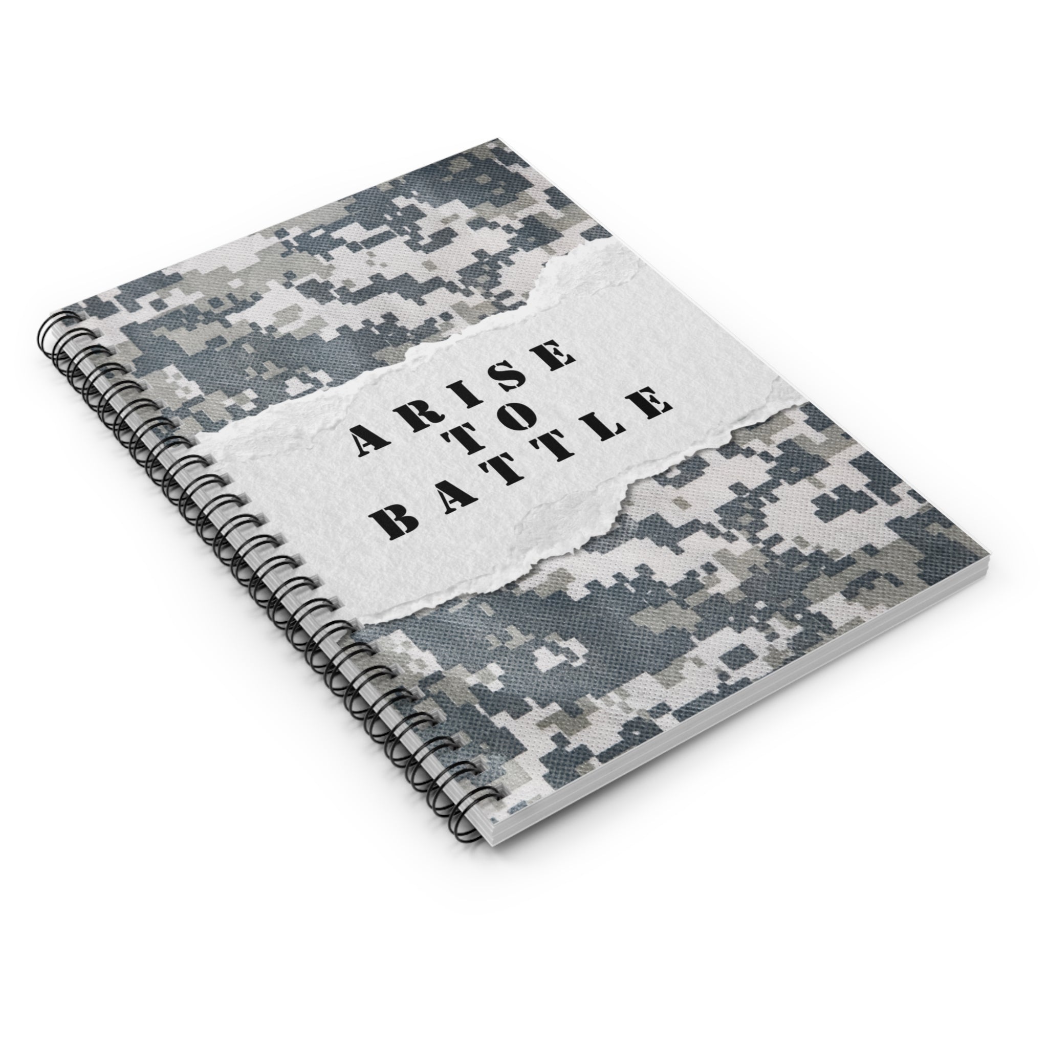 Arise to Battle Camo Spiral Notebook — Ruled Journal for Military-Inspired Notes