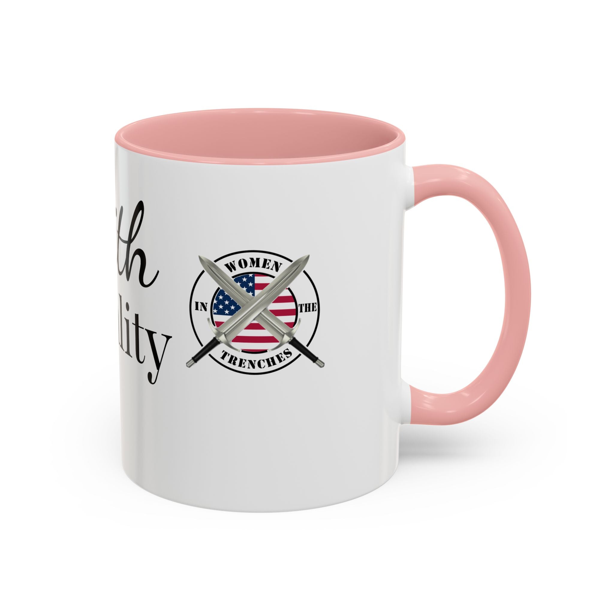 Faith Over Fear Coffee Mug — Women in the Trenches Patriotic Accent Mug (11/15 oz)