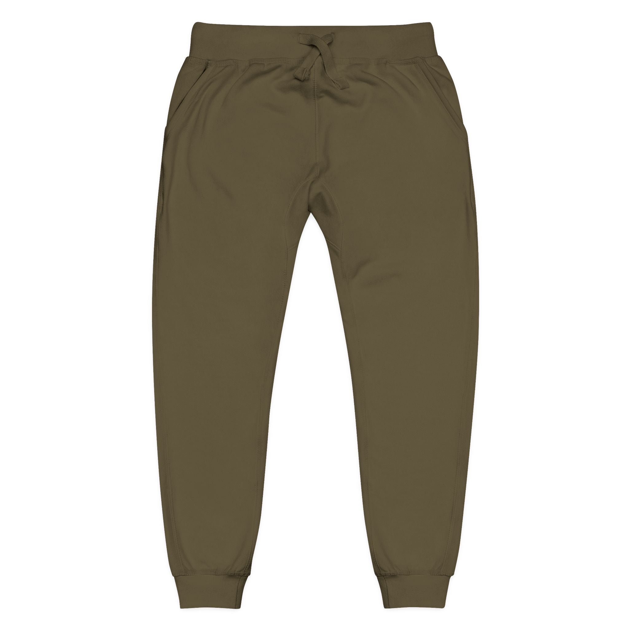 Embroidered Olive Fleece Sweatpants — Cozy Joggers