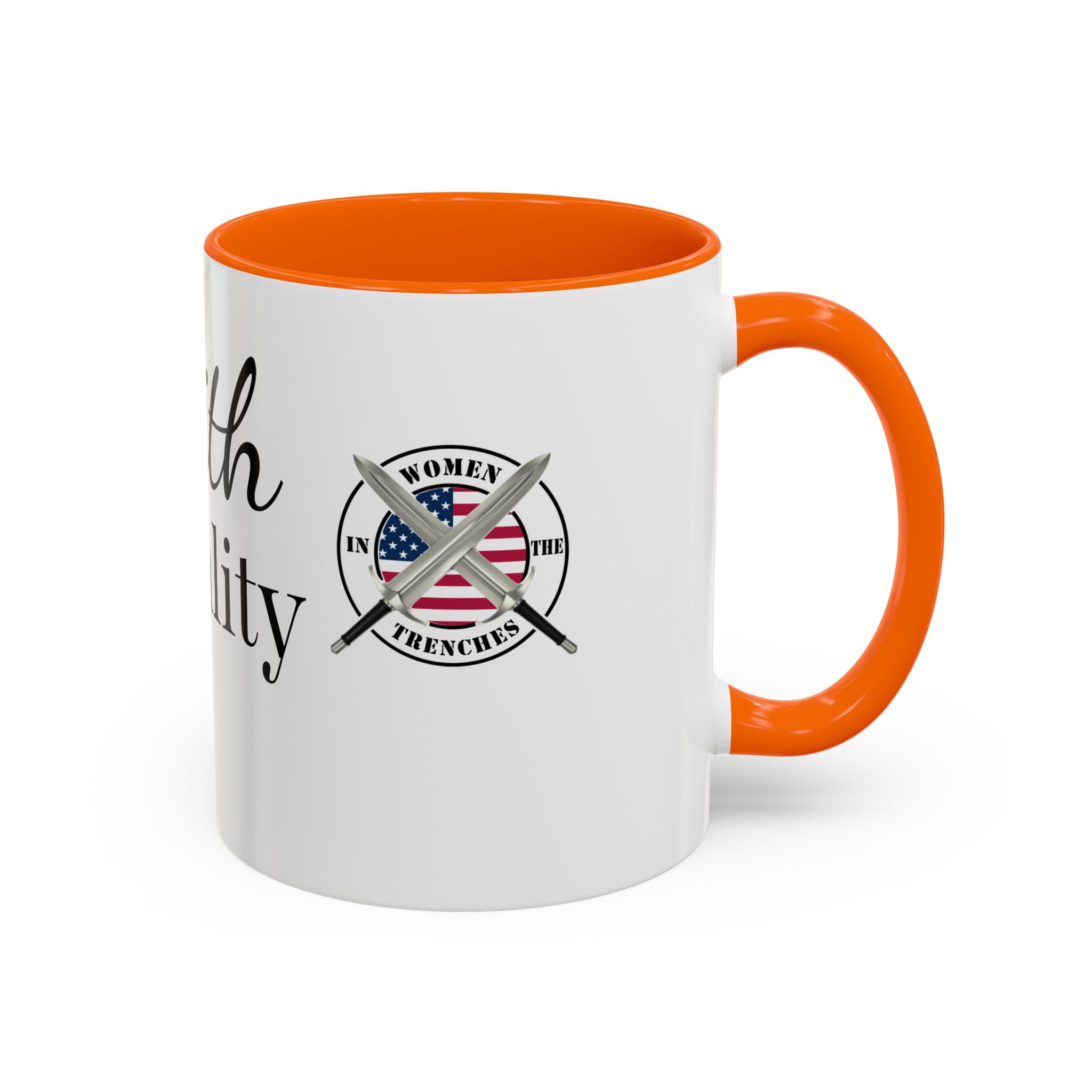 Faith Over Fear Coffee Mug — Women in the Trenches Patriotic Accent Mug (11/15 oz)