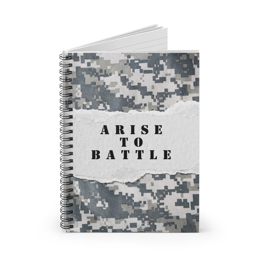 Arise to Battle Camo Spiral Notebook — Ruled Journal for Military-Inspired Notes