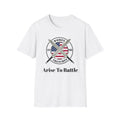 Women in the Trenches Arise To Battle T-Shirt | American Flag Shield, Crossed Bayonets